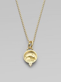 A pretty, embossed design depicting a majestic creature of the sea, accented with three dazzling diamonds set in 18k gold. Diamonds, .045 tcw18k goldSize, about 1Fixed baleMade in ItalyPlease note: Necklace sold separately. A pretty, embossed design depicting a majestic creature of the sea, accented with three dazzling diamonds set in 18k gold. Diamonds, .045 tcw18k goldSize, about 1Fixed baleMade in ItalyPlease note: Necklace sold separately.