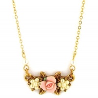Porcelain Rose Simulated Pearl Cluster Drop Necklace Porcelain Rose Simulated Pearl Cluster Drop Necklace
