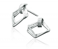 CleverSilver .925 Sterling Silver Designer Triple Diamond Wire Huggie Post Back Earrings - 14.00 x 12.00mm CleverSilver .925 Sterling Silver Designer Triple Diamond Wire Huggie Post Back Earrings - 14.00 x 12.00mm
