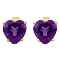 14k Gold Heart-Shaped Gemstone Studs 14k Gold Heart-Shaped Gemstone Studs