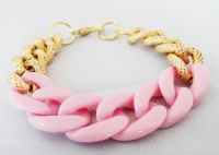 Chunky Link Bracelet with Light Pink & Gold Links Chunky Link Bracelet with Light Pink & Gold Links
