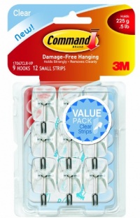 Command Small Wire Hooks, Clear, 9-Hook