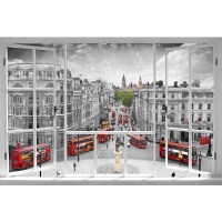 (24x36) London Window Art Print Poster (24x36) London Window Art Print Poster