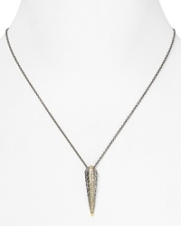 Always a step ahead, Elizabeth and James' sterling silver and yellow gold pendant necklace is a modern showpiece. Slip it on for edgy, on-trend allure. Always a step ahead, Elizabeth and James' sterling silver and yellow gold pendant necklace is a modern showpiece. Slip it on for edgy, on-trend allure.