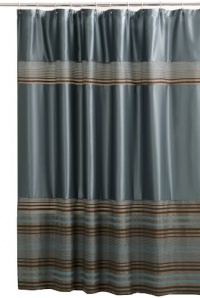 Maytex Mark Chenille Fabric Shower Curtain, Blue Maytex Mark Chenille Fabric Shower Curtain, Blue
