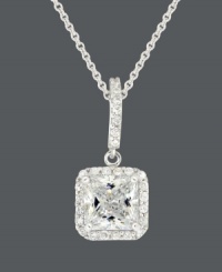 From day to evening and casual to formal, B. Brilliant's versatile pendant adds illumination to any look. Crafted in sterling silver with a princess-cut cubic zirconia and round-cut cubic zirconia accents (2-3/4 ct. t.w.). Approximate length: 18 inches. Approximate drop: 3/4 inch. From day to evening and casual to formal, B. Brilliant's versatile pendant adds illumination to any look. Crafted in sterling silver with a princess-cut cubic zirconia and round-cut cubic zirconia accents (2-3/4 ct. t.w.). Approximate length: 18 inches. Approximate drop: 3/4 inch.