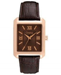 Rosy warmth blends with technical precision on this Caravelle by Bulova watch. Rosy warmth blends with technical precision on this Caravelle by Bulova watch.