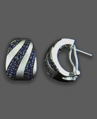A hint of midnight blue adds instant fun to these chic earrings. Balissima by Effy Collection design is crafted in sterling silver with a round-cut sapphire striped pattern (2-3/8 ct. t.w.). Approximate diameter: 1/2 inch. A hint of midnight blue adds instant fun to these chic earrings. Balissima by Effy Collection design is crafted in sterling silver with a round-cut sapphire striped pattern (2-3/8 ct. t.w.). Approximate diameter: 1/2 inch.