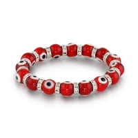Bling Jewelry Evil Eye Beads 10mm Red Stretch Swarovski Crystal Bracelet 7.5in Bling Jewelry Evil Eye Beads 10mm Red Stretch Swarovski Crystal Bracelet 7.5in
