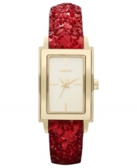 Perfect your party look with this sequined leather watch from DKNY. Perfect your party look with this sequined leather watch from DKNY.
