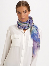 A vivid, wild flower watercolor print adorns this silk and cashmere wrap.55% cashmere/45% silkAbout 28 X 80Dry cleanImported A vivid, wild flower watercolor print adorns this silk and cashmere wrap.55% cashmere/45% silkAbout 28 X 80Dry cleanImported