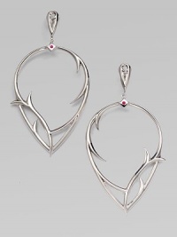 From the Rapture Collection. Curving thorns emerge on this sculptural design of polished sterling silver with vibrant ruby accents. Ruby Sterling silver Drop, about 3 Post back Imported From the Rapture Collection. Curving thorns emerge on this sculptural design of polished sterling silver with vibrant ruby accents. Ruby Sterling silver Drop, about 3 Post back Imported