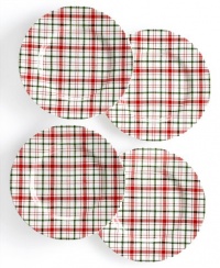 Martha Stewart Collection Festive Plaid-Set of 4 Salad Plates Martha Stewart Collection Festive Plaid-Set of 4 Salad Plates
