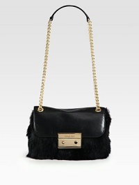 Luxury-inspired faux mink accented with smooth leather accents and radiant hardware.Adjustable chain and leather shoulder strap, 12-21 dropPush-lock flap closureThree inner compartmentsOne inside zip pocketOne inside open pocketSix credit card slotsFully lined8W X 6H X 2DImported Luxury-inspired faux mink accented with smooth leather accents and radiant hardware.Adjustable chain and leather shoulder strap, 12-21 dropPush-lock flap closureThree inner compartmentsOne inside zip pocketOne inside open pocketSix credit card slotsFully lined8W X 6H X 2DImported