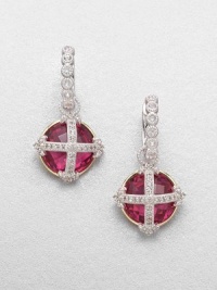 From the Laguna Collection. Faceted fuchsia quartz set in 18k gold with sparkling white sapphire accents atop a cross design. Fuchsia quartzSterling silverWhite sapphire18k goldSize, about .5Fixed baleImported From the Laguna Collection. Faceted fuchsia quartz set in 18k gold with sparkling white sapphire accents atop a cross design. Fuchsia quartzSterling silverWhite sapphire18k goldSize, about .5Fixed baleImported