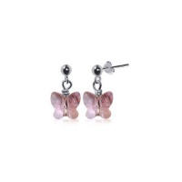 SCER171 Sterling Silver Pink Butterfly Crystal Earrings Made with Swarovski Elements SCER171 Sterling Silver Pink Butterfly Crystal Earrings Made with Swarovski Elements
