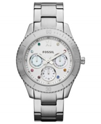 Pops of rainbow color catch the eye on this classically styled Stella collection watch, by Fossil. Pops of rainbow color catch the eye on this classically styled Stella collection watch, by Fossil.