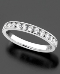 The perfect pairing to your engagement ring. This sparkling wedding band features carefully crafted round-cut channel-set certified diamond (3/4 ct. t.w.). Ring crafted in polished 14k white gold. The perfect pairing to your engagement ring. This sparkling wedding band features carefully crafted round-cut channel-set certified diamond (3/4 ct. t.w.). Ring crafted in polished 14k white gold.