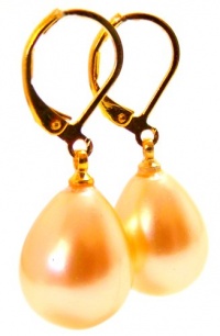 Gold Peach Pink Mother of Pearl Dangle Earrings Gold Peach Pink Mother of Pearl Dangle Earrings