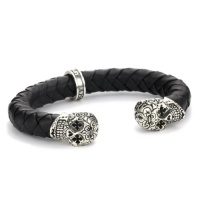 King Baby Men's Day of the Dead Skull Leather Cuff Bracelet