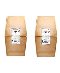 Geometric and glamorous. Featuring a chic hexagonal silhouette, Vince Camuto's stylish stud earrings are embellished with glittering crystals. Made in rose gold tone mixed metal. Approximate diameter: 3/4 inch. Geometric and glamorous. Featuring a chic hexagonal silhouette, Vince Camuto's stylish stud earrings are embellished with glittering crystals. Made in rose gold tone mixed metal. Approximate diameter: 3/4 inch.