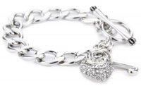 Juicy Couture Pave Heart Starter Bracelet Silver-Tone Juicy Couture Pave Heart Starter Bracelet Silver-Tone