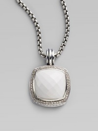 From the Albion Collection. Bright white agate is richly framed in pavé diamonds.Diamonds, 0.48 tcw White agate Sterling silver About ½ square Imported Please note: chain sold separately. From the Albion Collection. Bright white agate is richly framed in pavé diamonds.Diamonds, 0.48 tcw White agate Sterling silver About ½ square Imported Please note: chain sold separately.