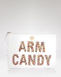 Sprinkle, sparkle, and shine with this glossy leather kate spade new york pouch, which is an oh-so sweet piece of arm candy. Sprinkle, sparkle, and shine with this glossy leather kate spade new york pouch, which is an oh-so sweet piece of arm candy.