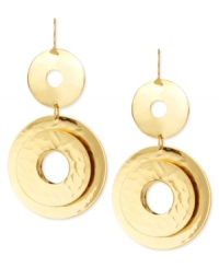 Roundabout fashion. Robert Lee Morris takes a circular path to style with this pair of drop earrings, crafted from gold-tone mixed metal. Approximate drop: 3-1/4 inches. Roundabout fashion. Robert Lee Morris takes a circular path to style with this pair of drop earrings, crafted from gold-tone mixed metal. Approximate drop: 3-1/4 inches.