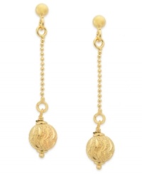 The bold standard. Giani Bernini's drop earrings are set in 24k gold over sterling silver with sparkle beads adding a glamorous touch. Approximate drop: XX? inch. The bold standard. Giani Bernini's drop earrings are set in 24k gold over sterling silver with sparkle beads adding a glamorous touch. Approximate drop: XX? inch.