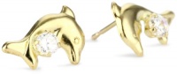 Disney Princess Girl's 14k Dolphin and Cubic Zirconia Stud Earrings Disney Princess Girl's 14k Dolphin and Cubic Zirconia Stud Earrings