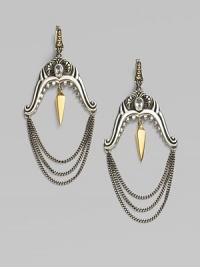 From the Jewels Verne Collection. Polished and oxidized sterling silver with a goldplated spike drop.Crystal Sterling silver Yellow goldplated Length, about 2½ 14K gold post with omega clip Imported From the Jewels Verne Collection. Polished and oxidized sterling silver with a goldplated spike drop.Crystal Sterling silver Yellow goldplated Length, about 2½ 14K gold post with omega clip Imported