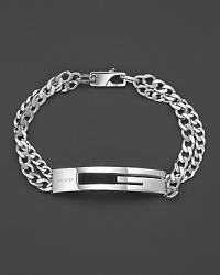 Doubled sterling silver chains, finished with a bold, signature Gucci G. Doubled sterling silver chains, finished with a bold, signature Gucci G.