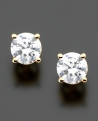 Exceptional elegance for every day. Earrings feature round-cut diamonds (1 ct. t.w.) set in 14k gold. Exceptional elegance for every day. Earrings feature round-cut diamonds (1 ct. t.w.) set in 14k gold.