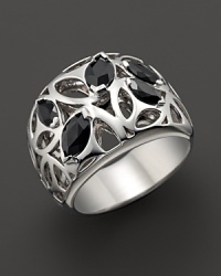 A bold sterling silver ring set with faceted black onyx. By Di MODOLO. A bold sterling silver ring set with faceted black onyx. By Di MODOLO.