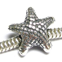 Queenberry Sterling Silver Starfish Star Fish Focal Bead Charm For Pandora European Charm Bracelets