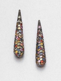 Elongated teardrops are set with a spectrum of sapphires in these gracefully shaped drop earrings.SapphiresBlack rhodium-plated sterling silverLength, about 1.5Post backImported