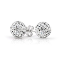 Bling Jewelry White Crystal Ball Stud Earrings Shamballa Inspired 925 Sterling Bling Jewelry White Crystal Ball Stud Earrings Shamballa Inspired 925 Sterling