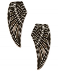 Flight of fancy. RACHEL Rachel Roy takes you under its wing with this set of post earrings. Crafted from silver-tone mixed metal and featuring glass accents, this pair provides the perfect style lift. Approximate drop: 1-3/4 inches. Approximate diameter: 3/4 inch. Flight of fancy. RACHEL Rachel Roy takes you under its wing with this set of post earrings. Crafted from silver-tone mixed metal and featuring glass accents, this pair provides the perfect style lift. Approximate drop: 1-3/4 inches. Approximate diameter: 3/4 inch.