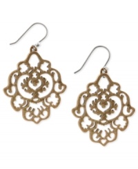 If you're open to the idea of something different, Lucky Brand's openwork drop earrings are essential. Crafted from gold-tone mixed metal, the patterned pair offers a different, yet dazzling, design option. Approximate drop: 2 inches If you're open to the idea of something different, Lucky Brand's openwork drop earrings are essential. Crafted from gold-tone mixed metal, the patterned pair offers a different, yet dazzling, design option. Approximate drop: 2 inches