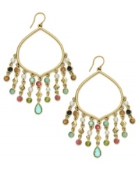 Bohemian bliss. Lauren by Ralph Lauren's gypsy hoops shine with the addition of multicolored acrylic stones and glass pearls (4 mm). Set in 14k gold-plated mixed metal. Approximate drop: 3 inches. Approximate diameter: 1/2 inch. Bohemian bliss. Lauren by Ralph Lauren's gypsy hoops shine with the addition of multicolored acrylic stones and glass pearls (4 mm). Set in 14k gold-plated mixed metal. Approximate drop: 3 inches. Approximate diameter: 1/2 inch.