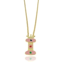 Lily Nily 18K Gold Overlay Pink Enamel Children's Initial Pendant I Lily Nily 18K Gold Overlay Pink Enamel Children's Initial Pendant I