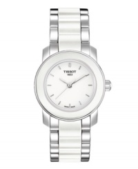 Refined elegance with everyday style, by Tissot. Cera collection watch crafted of stainless steel and white ceramic bracelet and round case. White dial features silver tone applied stick indices, three hands and logo. Swiss quartz movement. Water resistant to 30 meters. Two-year limited warranty. Refined elegance with everyday style, by Tissot. Cera collection watch crafted of stainless steel and white ceramic bracelet and round case. White dial features silver tone applied stick indices, three hands and logo. Swiss quartz movement. Water resistant to 30 meters. Two-year limited warranty.