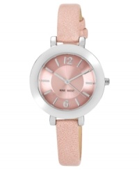 The lovely look of pink adorns this ladylike watch from Nine West. The lovely look of pink adorns this ladylike watch from Nine West.