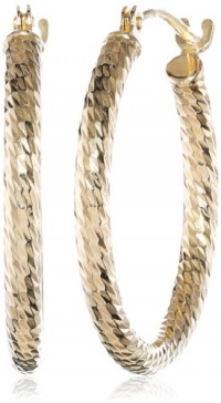 Duragold 14k Yellow Gold Diamond-Cut Hoop Earrings, (0.8 Diameter) Duragold 14k Yellow Gold Diamond-Cut Hoop Earrings, (0.8 Diameter)