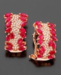 Feel the romance of the fall with these gorgeous nature-inspire earrings from Effy Collection, featuring sweet marquise-cut rubies (3-5/8 ct. t.w.) and round-cut diamonds (1/2 ct. t.w.) set in 14k rose gold. Approximate drop: 3/4 inch. Feel the romance of the fall with these gorgeous nature-inspire earrings from Effy Collection, featuring sweet marquise-cut rubies (3-5/8 ct. t.w.) and round-cut diamonds (1/2 ct. t.w.) set in 14k rose gold. Approximate drop: 3/4 inch.