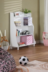 King's Brand R1016 Wood 3-Tier Tall Bookcase, White Finish King's Brand R1016 Wood 3-Tier Tall Bookcase, White Finish