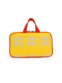 THE LOOKRectangular shapeContrasting signature bird print, alloverZip around closureNylon top handlesInterior has clear and mesh zip compartmentsTHE MEASUREMENT11½W X 7H X 4DTHE MATERIALCoated canvas/leather trimPrinted nylon liningORIGINImported THE LOOKRectangular shapeContrasting signature bird print, alloverZip around closureNylon top handlesInterior has clear and mesh zip compartmentsTHE MEASUREMENT11½W X 7H X 4DTHE MATERIALCoated canvas/leather trimPrinted nylon liningORIGINImported