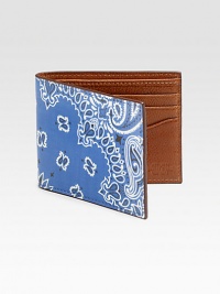 Bandana print adds a touch of whimsy and character to a classic billfold of textured leather.One billfold compartmentSix card slotsLeather4W x 4HImported Bandana print adds a touch of whimsy and character to a classic billfold of textured leather.One billfold compartmentSix card slotsLeather4W x 4HImported
