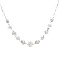 Sterling Silver Swarovski Elements Clear Crystal Beaded Ball Necklace, 17 Sterling Silver Swarovski Elements Clear Crystal Beaded Ball Necklace, 17